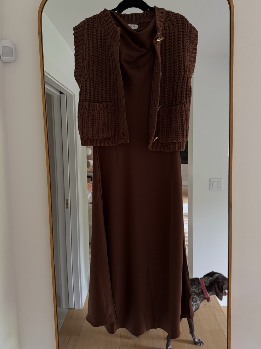Love Tree Brown Maxi Dress with Knit Vest